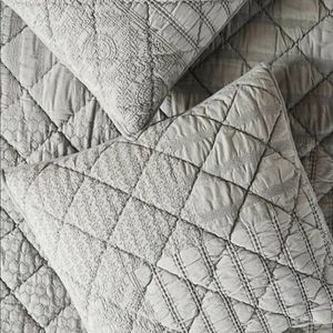 Anthropologie Euro Sham Embroidered Shiloh Stone